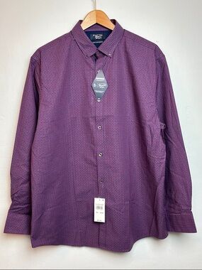 NWT Original Penguin Men’s 16 1/2 Heritage Slim Micro-Gingham Button-Down Shirt